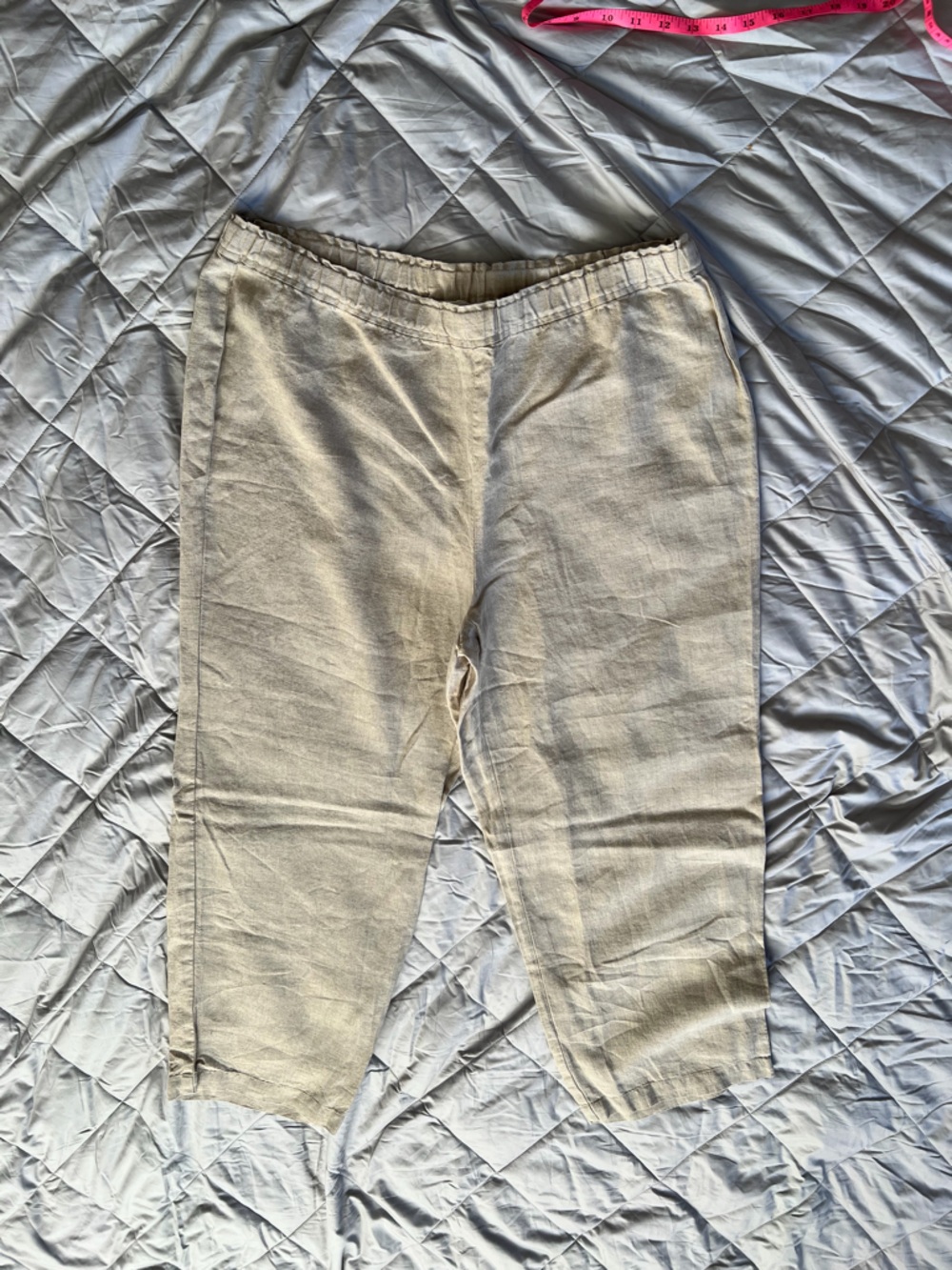 Eileen Fisher Women’s Light Beige Linen Cropped Pants